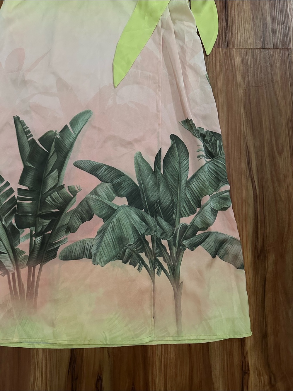 NWT Rachel Zoe Ombre Tropical Palm Tree Printed Satin Effect Wrap Midi Skirt - Picture 2 of 3